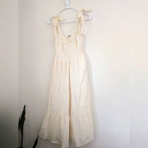 Madewell Eyelet Lucie Tie-Strap Tiered Midi Dress - Small